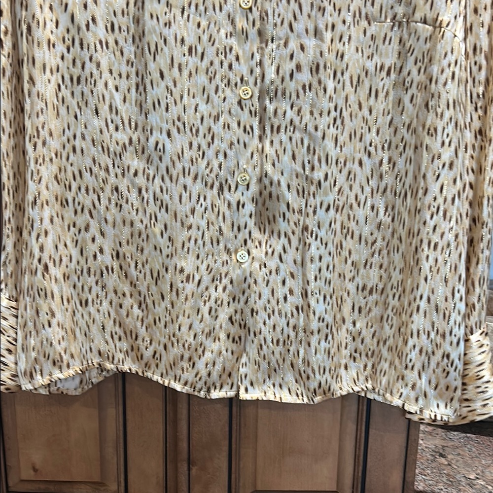 Escada Beige Patterned Button Down Shirt - image 4